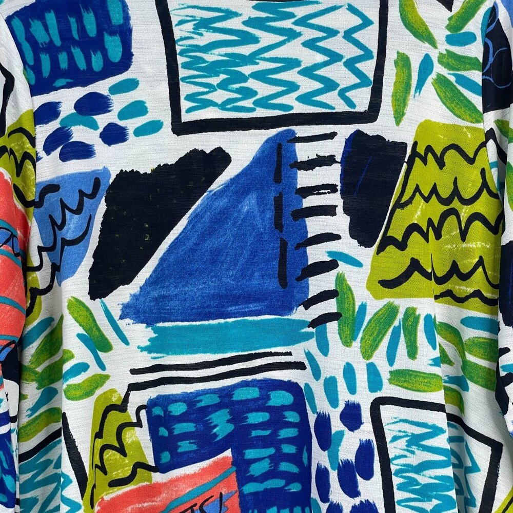 Damee Top Womens Medium Vibrant Abstract Art To Wear Swing Tunic Cowl Neck Comfy - Picture 14 of 15
